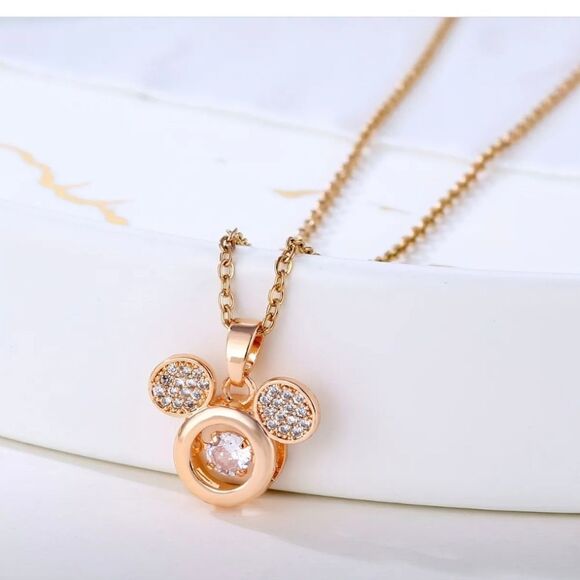 Rose Gold Mickey Mouse Head with Dancing Diamond In Motion - Picture 1 of 5